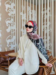 Burberry Çift Taraflı İthal Vual İpel Şal 78631 - Bordo - Siyah - Organic ScarfsOrganic Scarfs