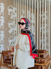 Burberry Çift Taraflı İthal Vual İpel Şal 78631 - Bordo - Siyah - Organic ScarfsOrganic Scarfs