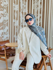 Burberry Çift Taraflı İthal Vual İpel Şal 78631 - Buz Mavisi - Siyah - Organic ScarfsOrganic Scarfs