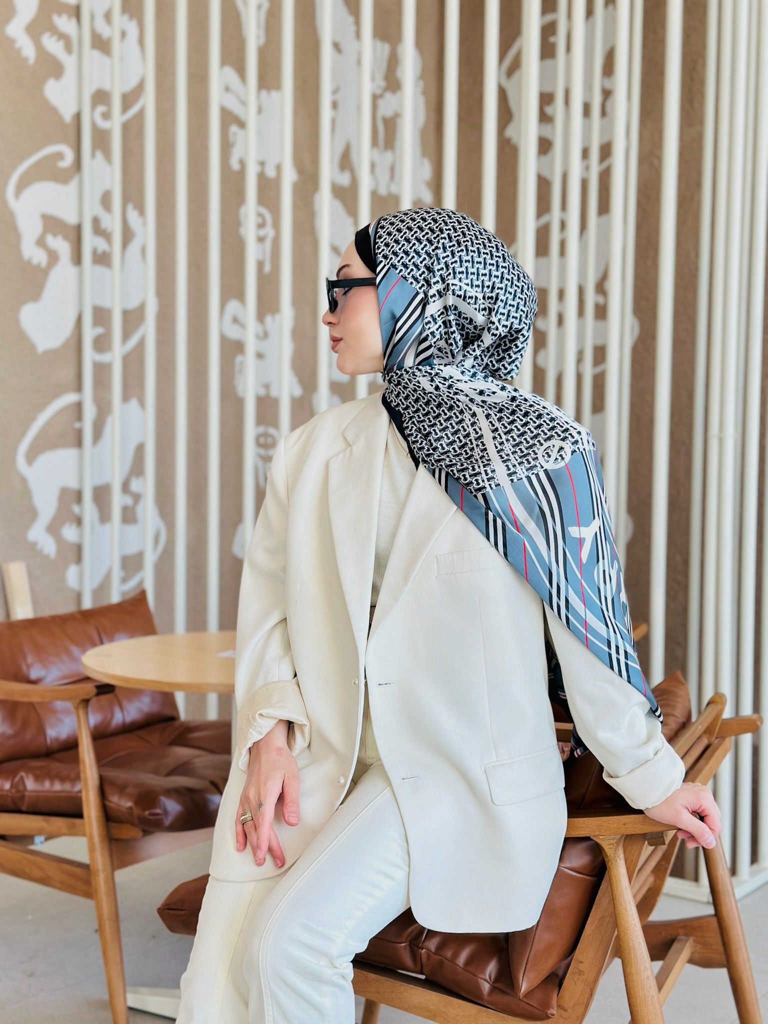 Burberry Çift Taraflı İthal Vual İpel Şal 78631 - Buz Mavisi - Siyah - Organic ScarfsOrganic Scarfs