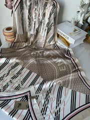 Burberry Çift Taraflı İthal Vual İpel Şal 78631 - Latte - Bej - Organic ScarfsOrganic Scarfs
