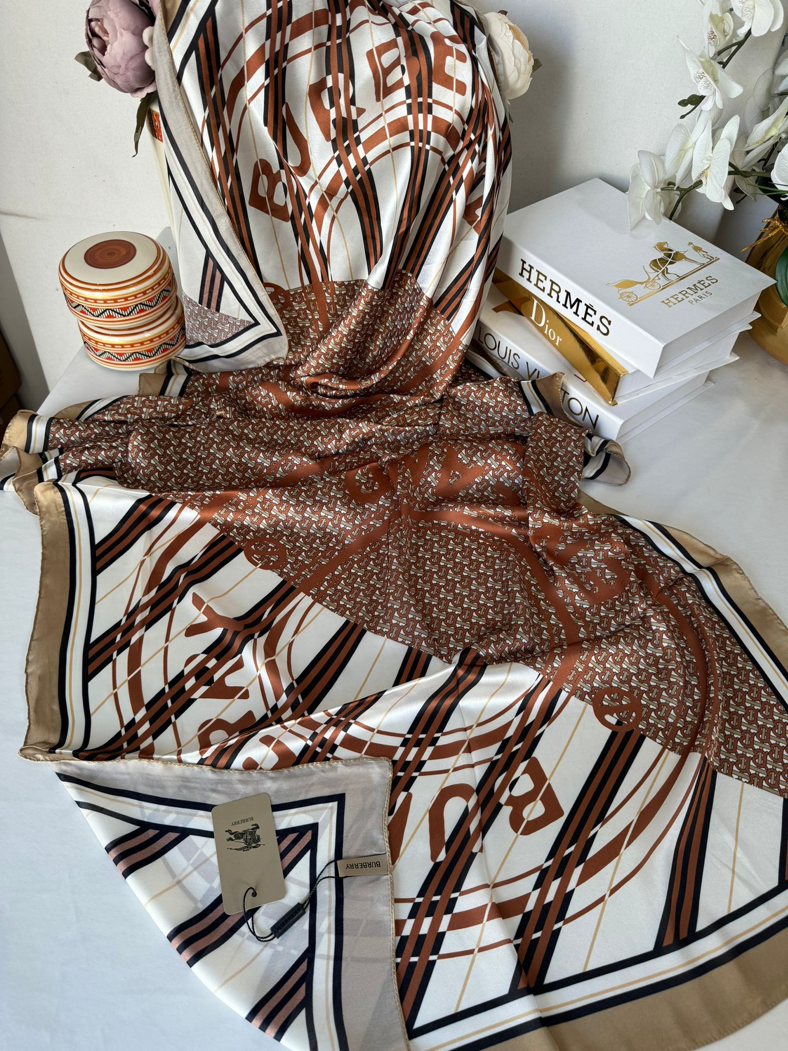 Burberry Çift Taraflı İthal Vual İpel Şal 78631 - Mocha - Latte - Organic ScarfsOrganic Scarfs
