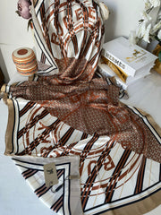 Burberry Çift Taraflı İthal Vual İpel Şal 78631 - Mocha - Latte - Organic ScarfsOrganic Scarfs
