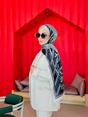 Burberry Çift Taraflı İthal Vual İpel Şal 78631 - Siyah - Ekru - Organic ScarfsOrganic Scarfs