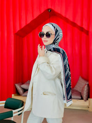Burberry Çift Taraflı İthal Vual İpel Şal 78631 - Siyah - Ekru - Organic ScarfsOrganic Scarfs