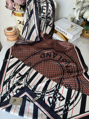 Burberry Çift Taraflı İthal Vual İpel Şal 78631 - Siyah - Kahve - Organic ScarfsOrganic Scarfs