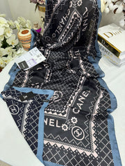 Chanel Çift Taraflı İthal Vual İpel Şal 85651 - Antrasit - Organic ScarfsOrganic Scarfs