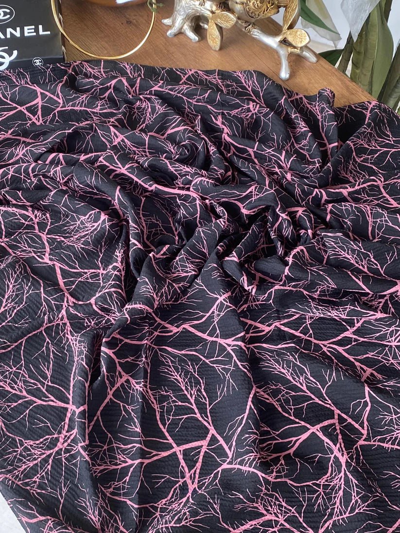 Dal Desen Mio Cazz Eşarp 44120 - Siyah Pembe - Organic ScarfsOrganic Scarfs