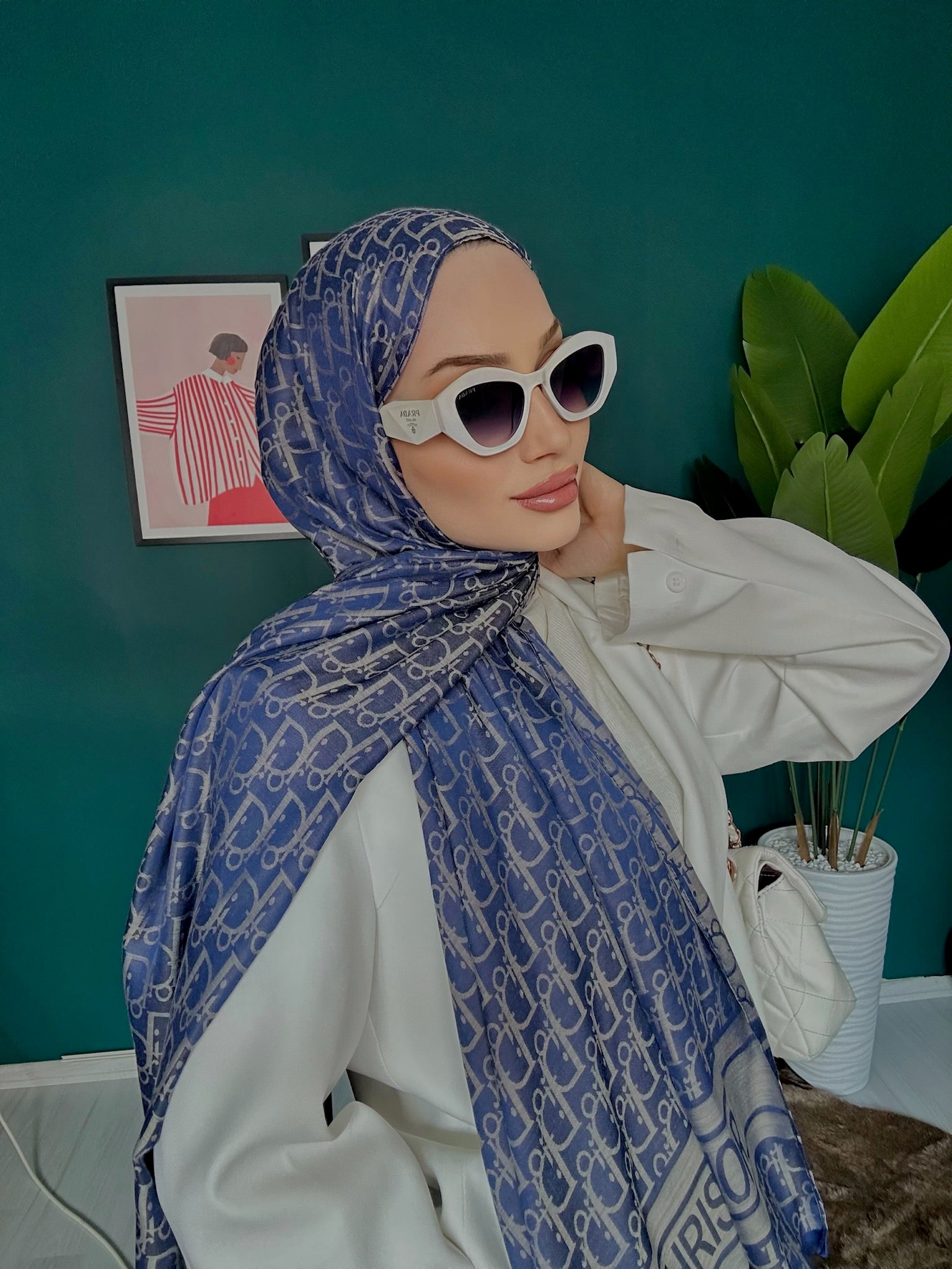 Dior Çift Taraflı İtalyan Jakar İpek Şal 96518 – Vizon - Organic ScarfsOrganic Scarfs