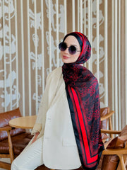 Dior Çift Taraflı İthal Vual İpel Şal 78632 - Bordo - Siyah - Organic ScarfsOrganic Scarfs