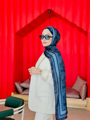 Dior Çift Taraflı İthal Vual İpel Şal 78632 - İndigo - Petrol - Organic ScarfsOrganic Scarfs