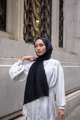 Dior Desenli İpek Kaşmir Çift Taraflı Şal 78002 - Siyah - Organic ScarfsOrganic Scarfs