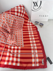 Ekose Desen Vakko Eşarp 77005 - Kırmızı - Organic ScarfsOrganic Scarfs