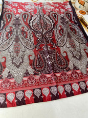 Etnik Etro Desen Pamuk Soft Şal 61534 - Bordo - Organic ScarfsOrganic Scarfs