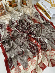 Etnik Etro Desen Pamuk Soft Şal 61534 - Bordo - Organic ScarfsOrganic Scarfs
