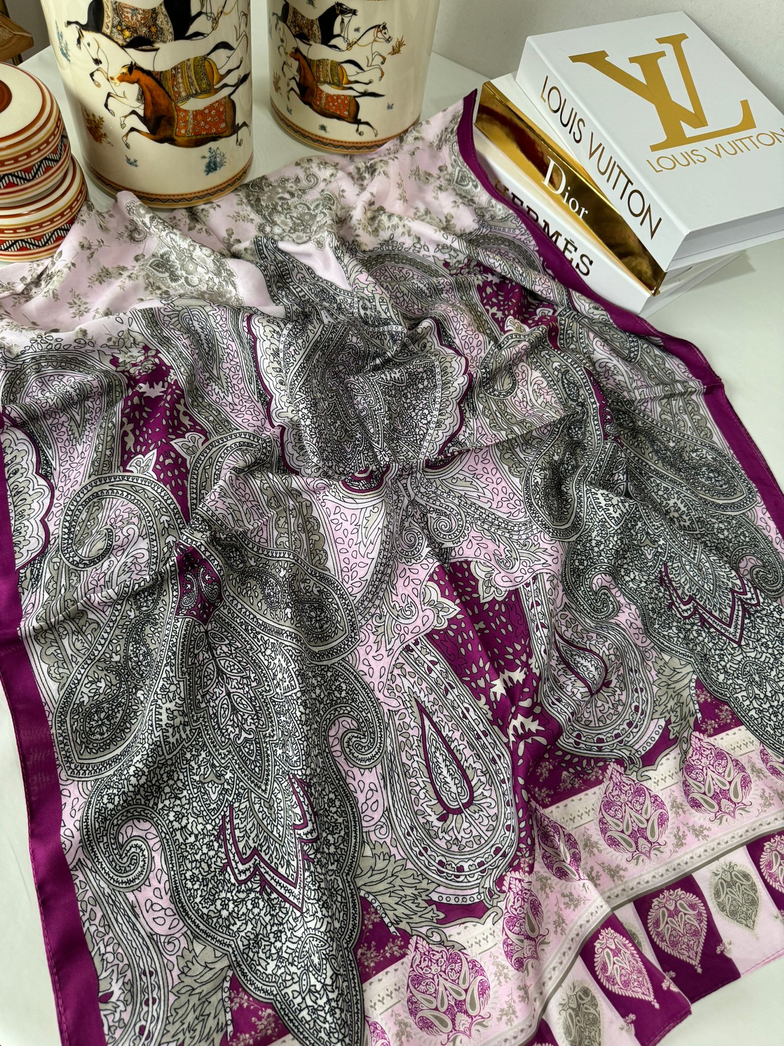 Etnik Etro Desen Pamuk Soft Şal 61534 - Erik Çürğü - Organic ScarfsOrganic Scarfs