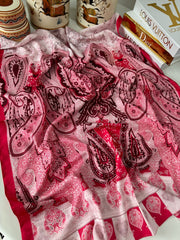 Etnik Etro Desen Pamuk Soft Şal 61534 - Fuşya - Organic ScarfsOrganic Scarfs