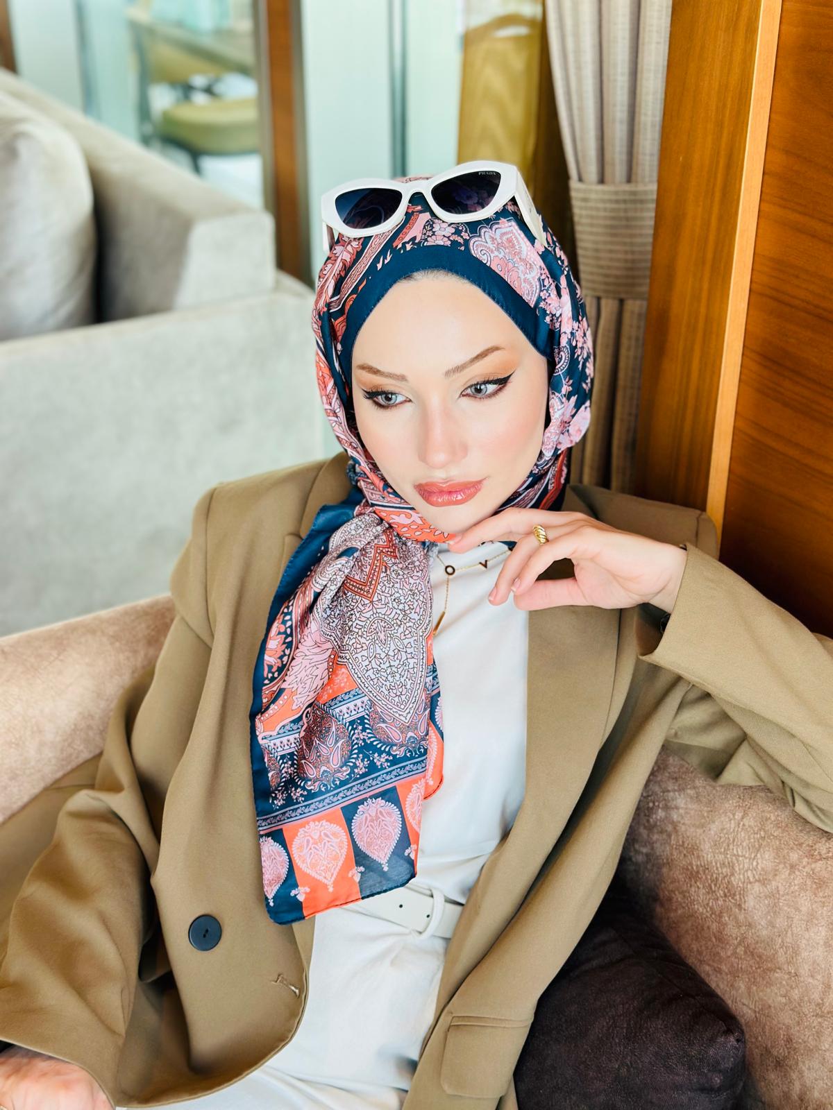 Etnik Etro Desen Pamuk Soft Şal 61534 - Kiremit - Organic ScarfsOrganic Scarfs