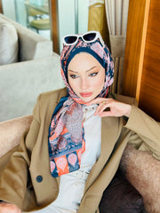 Etnik Etro Desen Pamuk Soft Şal 61534 - Kiremit - Organic ScarfsOrganic Scarfs