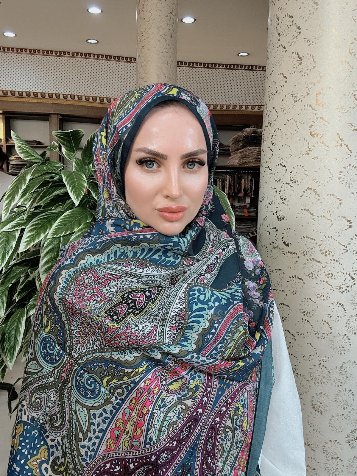 Etnik Etro Desen Pamuk Soft Şal 61534 - Lacivert - Organic ScarfsOrganic Scarfs