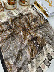 Etnik Etro Desen Pamuk Soft Şal 61534 - Mocha - Organic ScarfsOrganic Scarfs