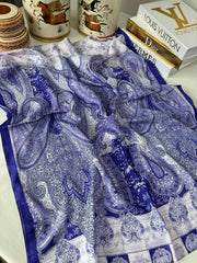 Etnik Etro Desen Pamuk Soft Şal 61534 - Morcivert - Organic ScarfsOrganic Scarfs
