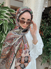Etnik Etro Desen Pamuk Soft Şal 61534 - Siyah - Organic ScarfsOrganic Scarfs