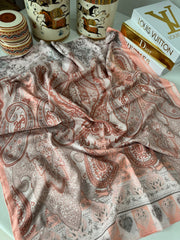 Etnik Etro Desen Pamuk Soft Şal 61534 - Soft Pudra - Organic ScarfsOrganic Scarfs