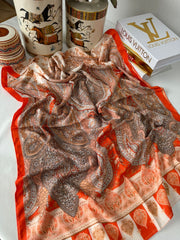 Etnik Etro Desen Pamuk Soft Şal 61534 - Turuncu - Organic ScarfsOrganic Scarfs