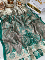 Etnik Etro Desen Pamuk Soft Şal 61534 - Zümrüt - Organic ScarfsOrganic Scarfs