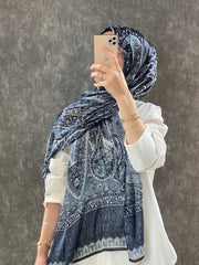 Etro Desen Hint Vual İpek Şal  - Antrasit - Organic ScarfsOrganic Scarfs