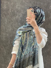 Etro Desen Hint Vual İpek Şal  - Haki - Organic ScarfsOrganic Scarfs