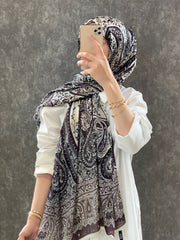 Etro Desen Hint Vual İpek Şal  - Kahve - Organic ScarfsOrganic Scarfs