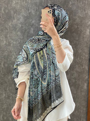 Etro Desen Hint Vual İpek Şal  - Mint - Organic ScarfsOrganic Scarfs