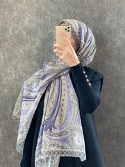 Etro Etnik Desen Pamuk Soft Şal 36631 - A.Lila - Organic ScarfsOrganic Scarfs
