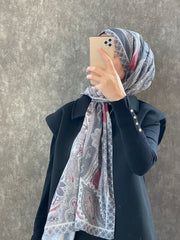 Etro Etnik Desen Pamuk Soft Şal 36631 - Bordo - Organic ScarfsOrganic Scarfs