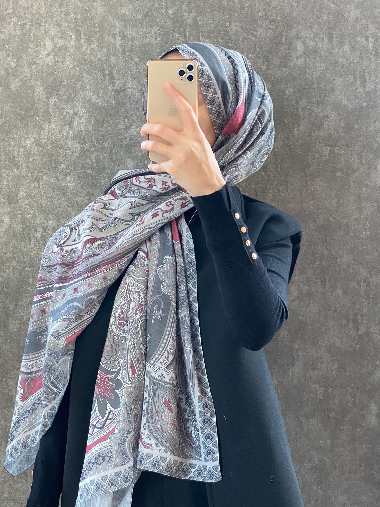 Etro Etnik Desen Pamuk Soft Şal 36631 - Bordo - Organic ScarfsOrganic Scarfs