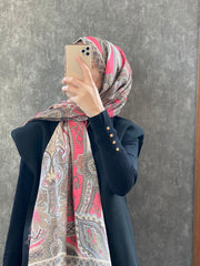 Etro Etnik Desen Pamuk Soft Şal 36631 - Fuşya - Organic ScarfsOrganic Scarfs