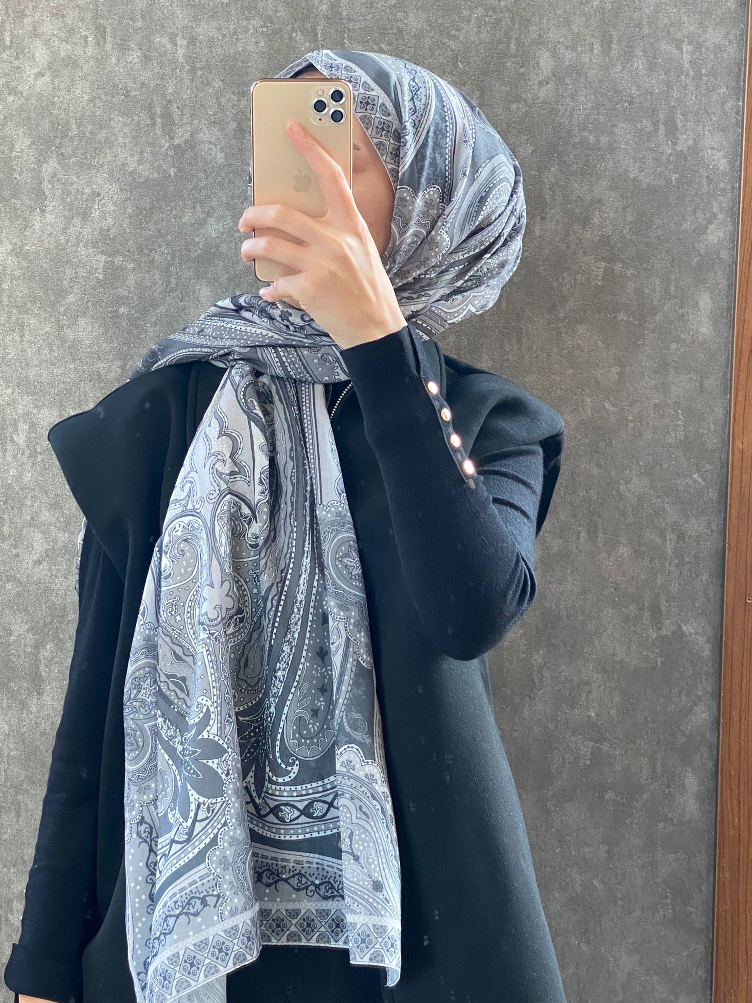 Etro Etnik Desen Pamuk Soft Şal 36631 - Gri - Organic ScarfsOrganic Scarfs