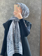 Etro Etnik Desen Pamuk Soft Şal 36631 - Gri - Organic ScarfsOrganic Scarfs