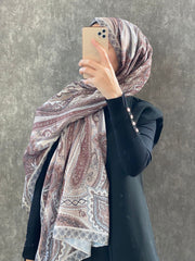 Etro Etnik Desen Pamuk Soft Şal 36631 - Kahve - Organic ScarfsOrganic Scarfs