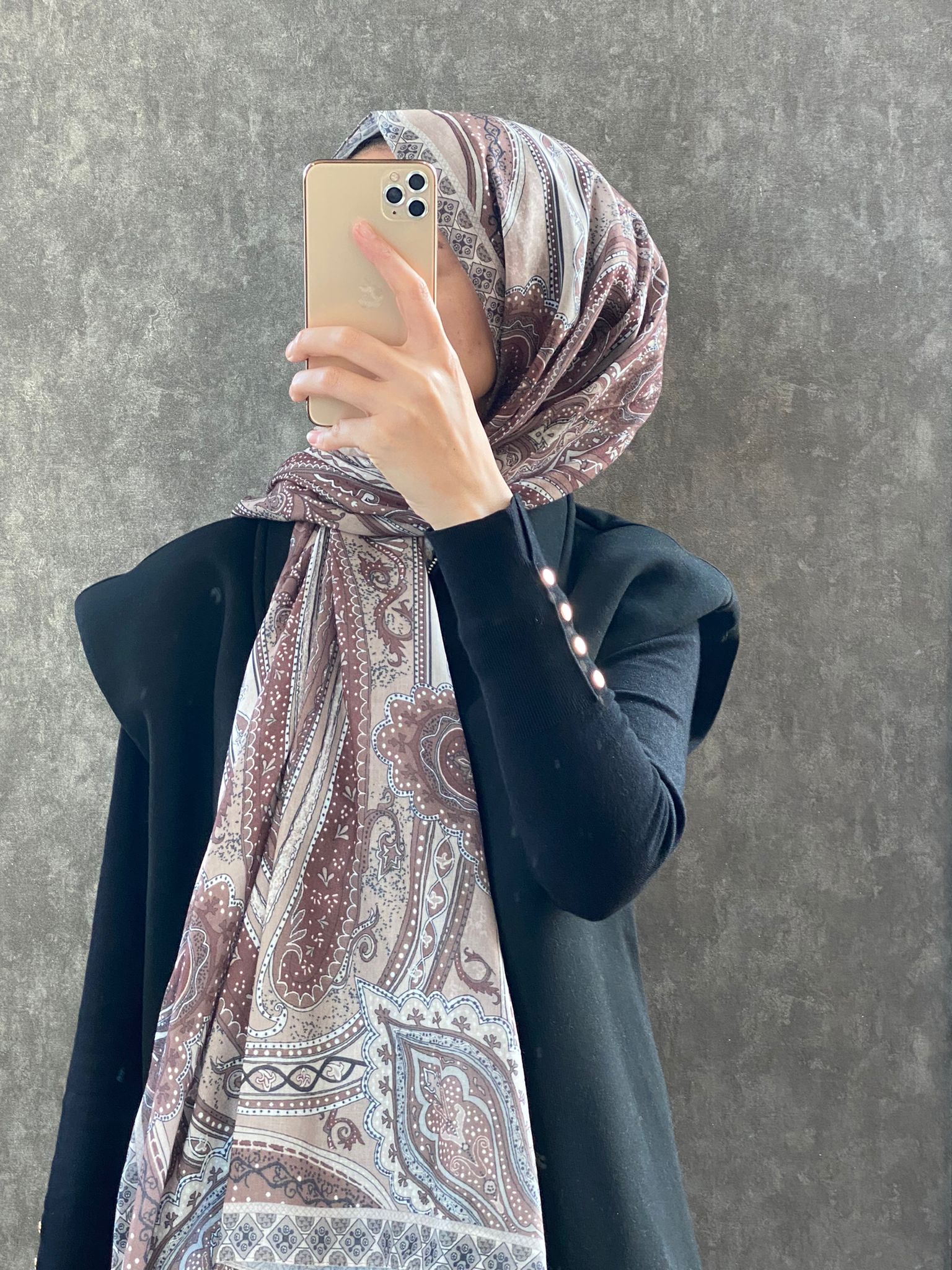Etro Etnik Desen Pamuk Soft Şal 36631 - Kahve - Organic ScarfsOrganic Scarfs