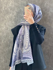 Etro Etnik Desen Pamuk Soft Şal 36631 - Lila - Organic ScarfsOrganic Scarfs