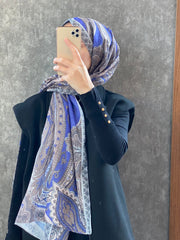 Etro Etnik Desen Pamuk Soft Şal 36631 - Morcivert - Organic ScarfsOrganic Scarfs