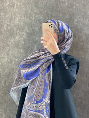 Etro Etnik Desen Pamuk Soft Şal 36631 - Morcivert - Organic ScarfsOrganic Scarfs