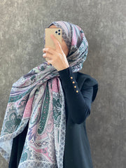Etro Etnik Desen Pamuk Soft Şal 36631 - Pudra - Organic ScarfsOrganic Scarfs