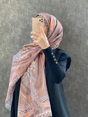 Etro Etnik Desen Pamuk Soft Şal 36631 - Turuncu - Organic ScarfsOrganic Scarfs