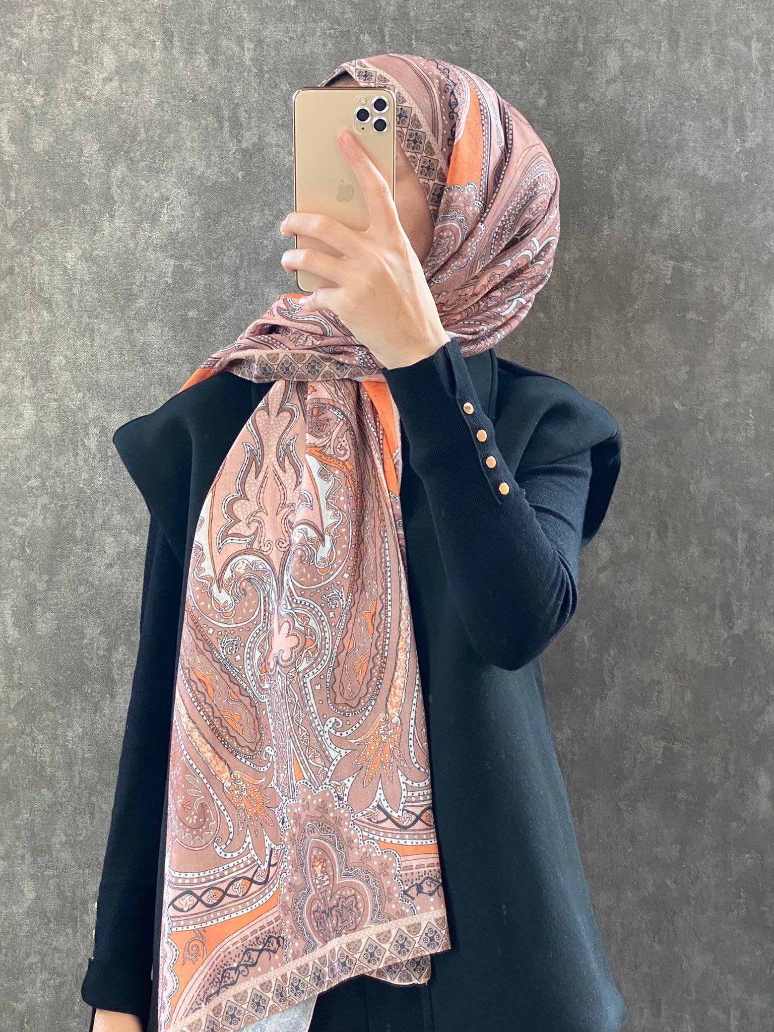 Etro Etnik Desen Pamuk Soft Şal 36631 - Turuncu - Organic ScarfsOrganic Scarfs