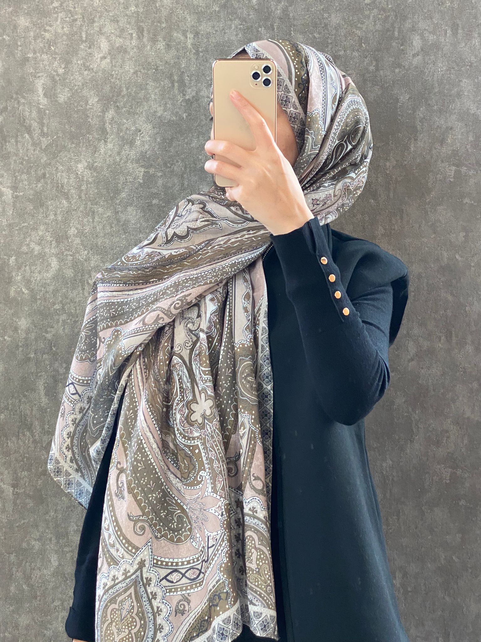 Etro Etnik Desen Pamuk Soft Şal 36631 - Vizon - Organic ScarfsOrganic Scarfs