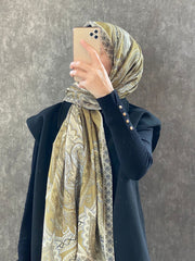 Etro Etnik Desen Pamuk Soft Şal 36631 - Yağ Yeşili - Organic ScarfsOrganic Scarfs